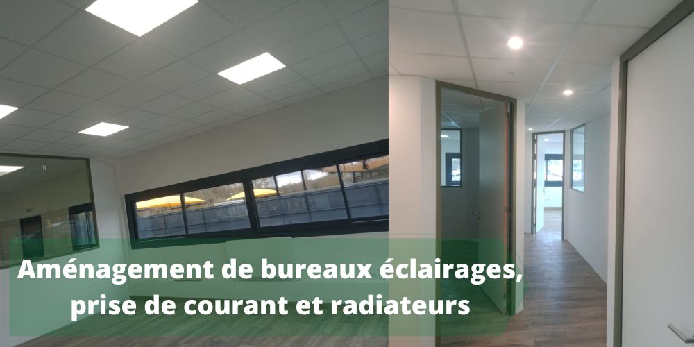 Aménagement de bureaux éclairages, prise de courant et radiateurs - Electricien en Essonnes - Clartelec